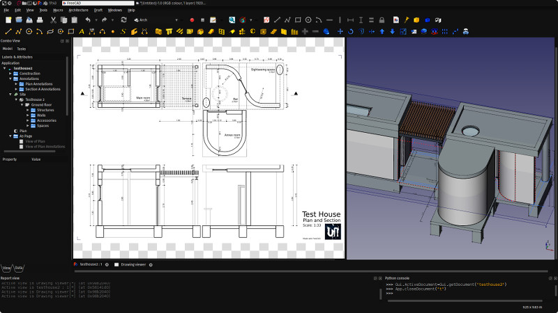 freecad architectural drawing