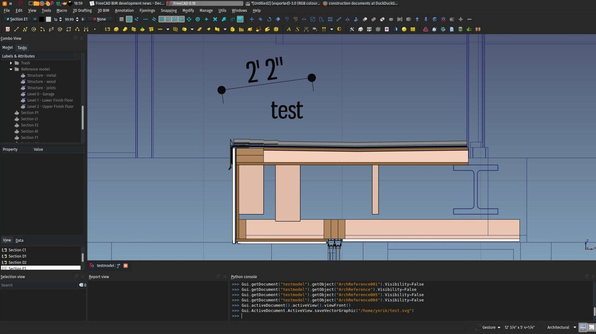 detail of the FreeCAD 3D
view