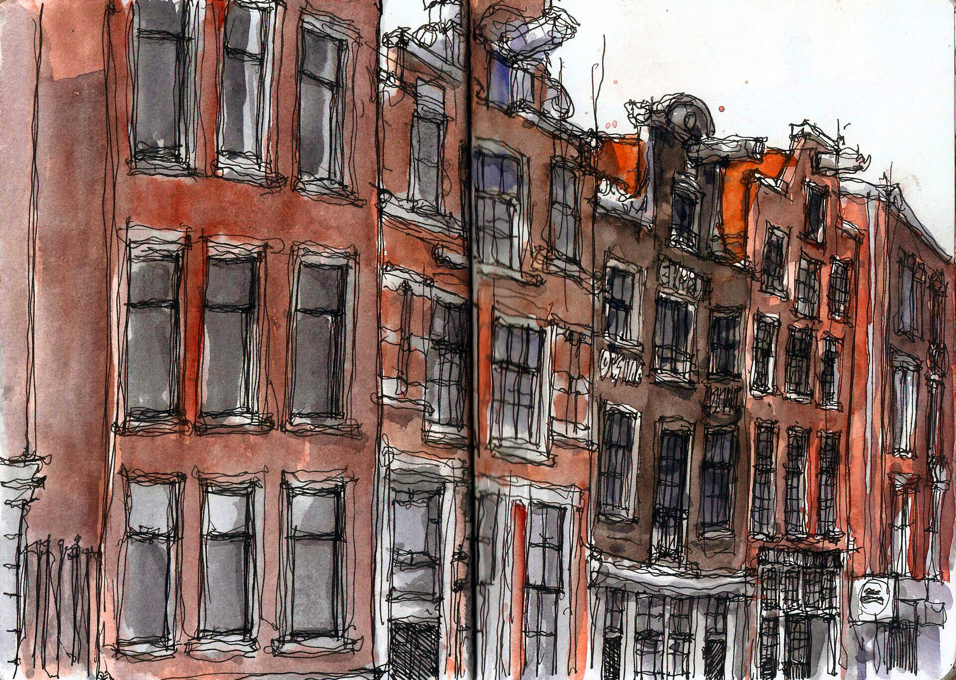 sketch of amsterdam houses