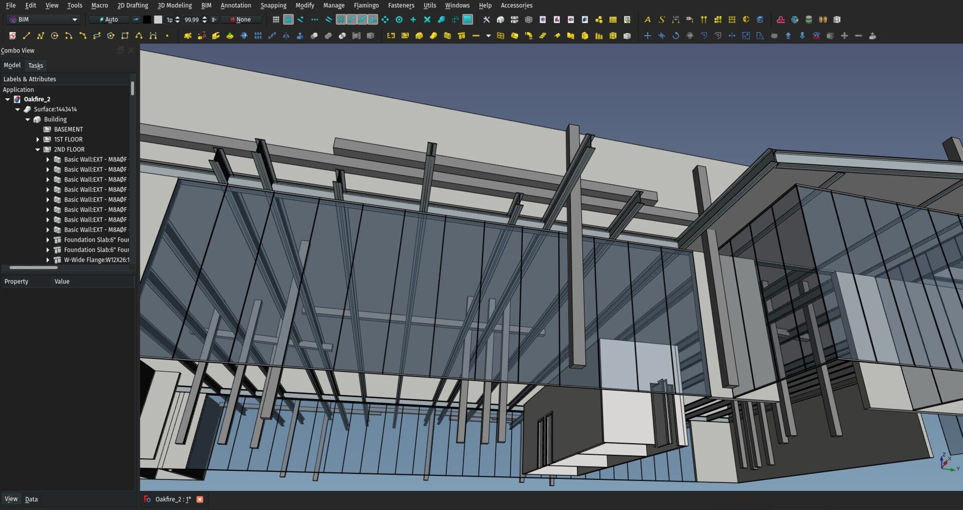 screenshot of a building in
FreeCAD