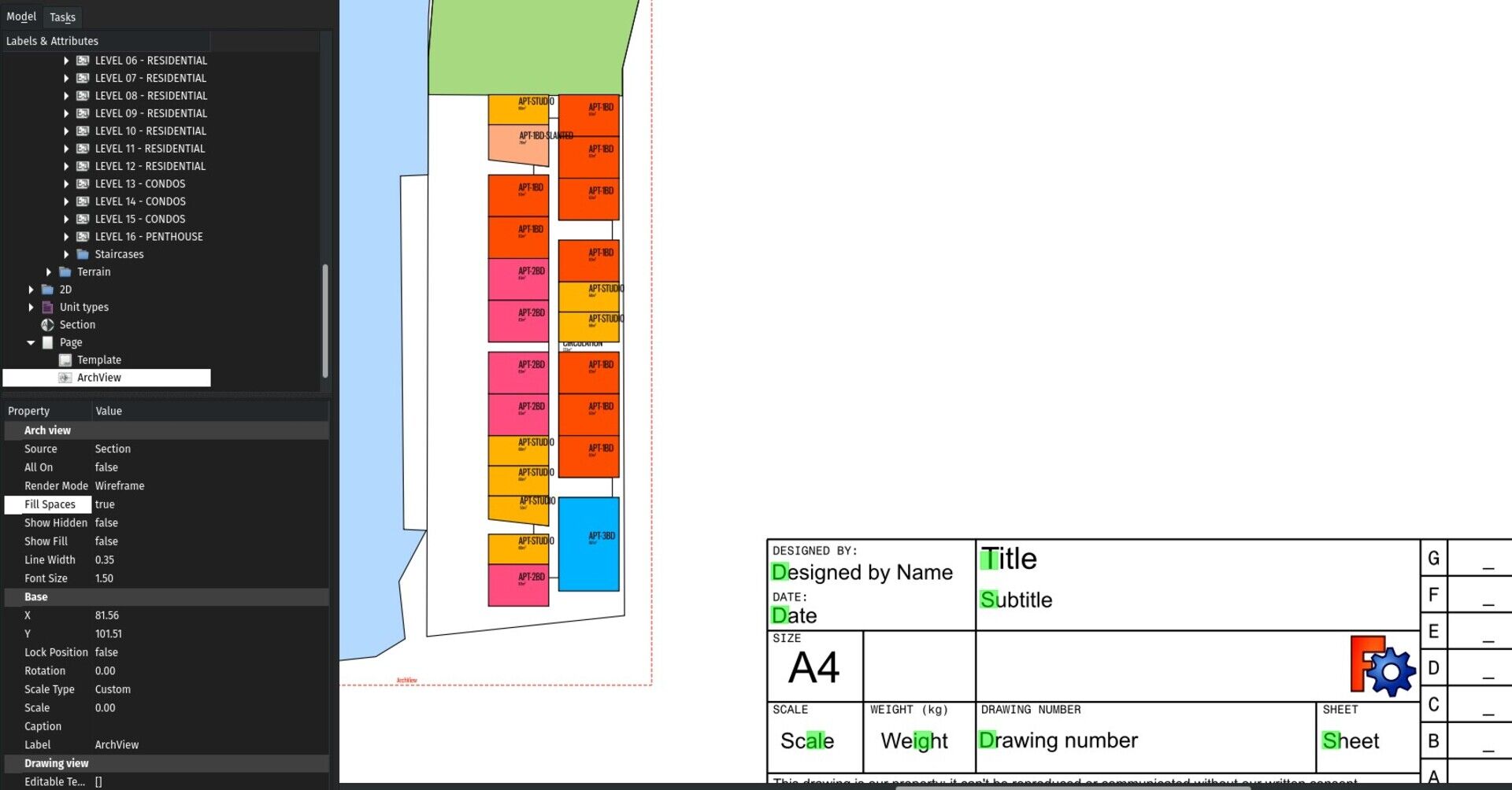 Spaces diagram in
TechDraw