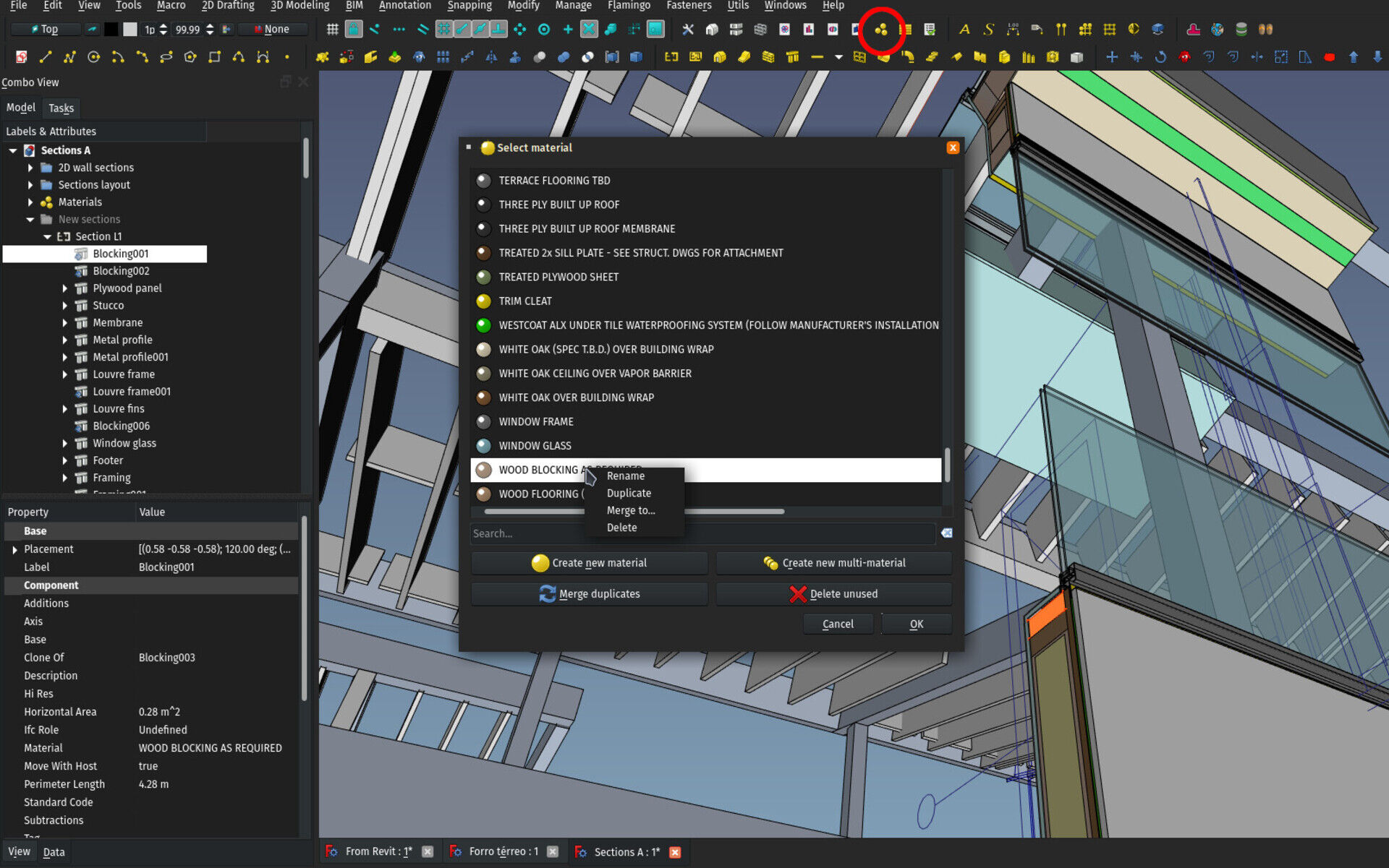 The material editor
window