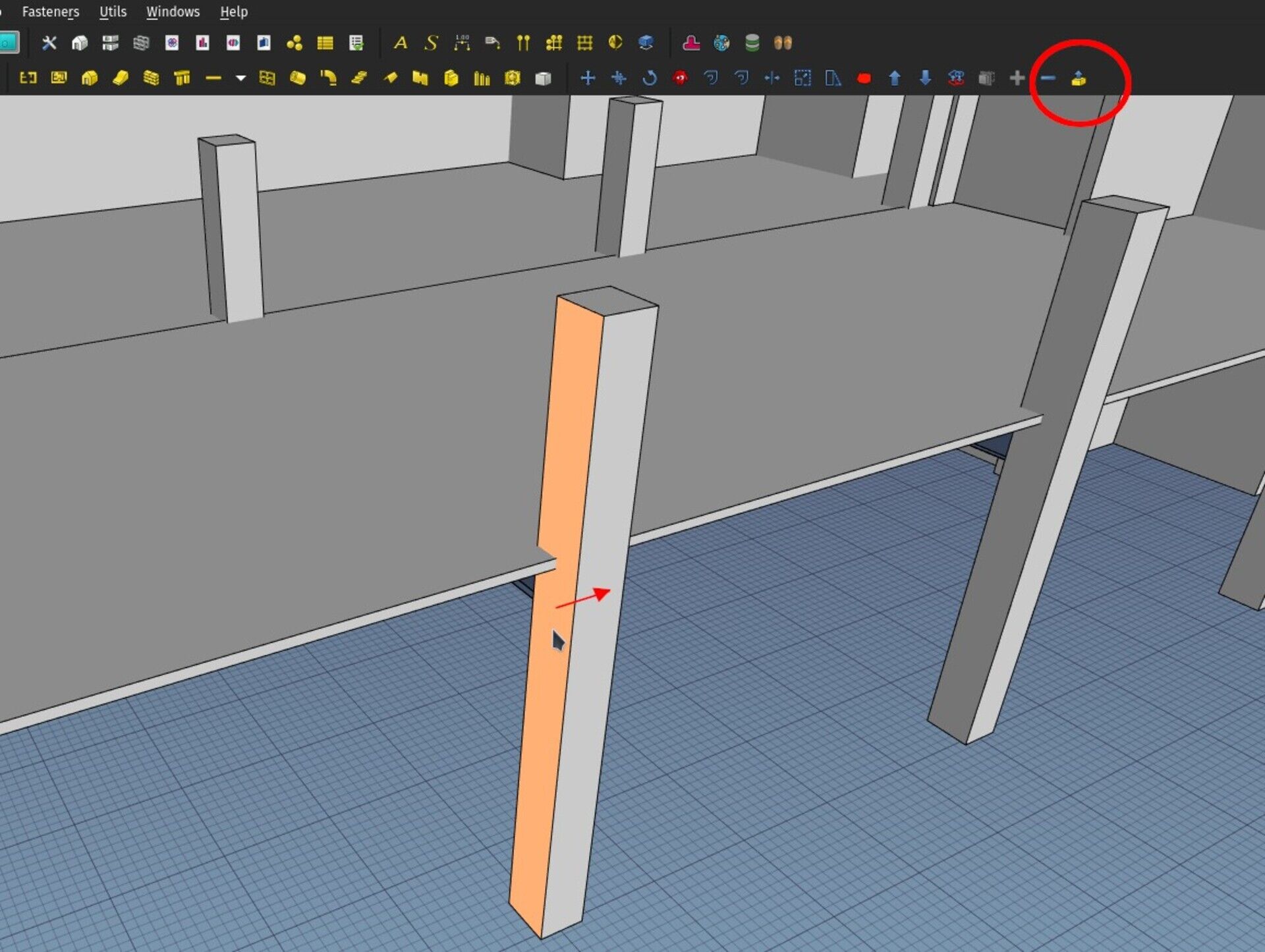 Illustration of the reextrude tool at
work