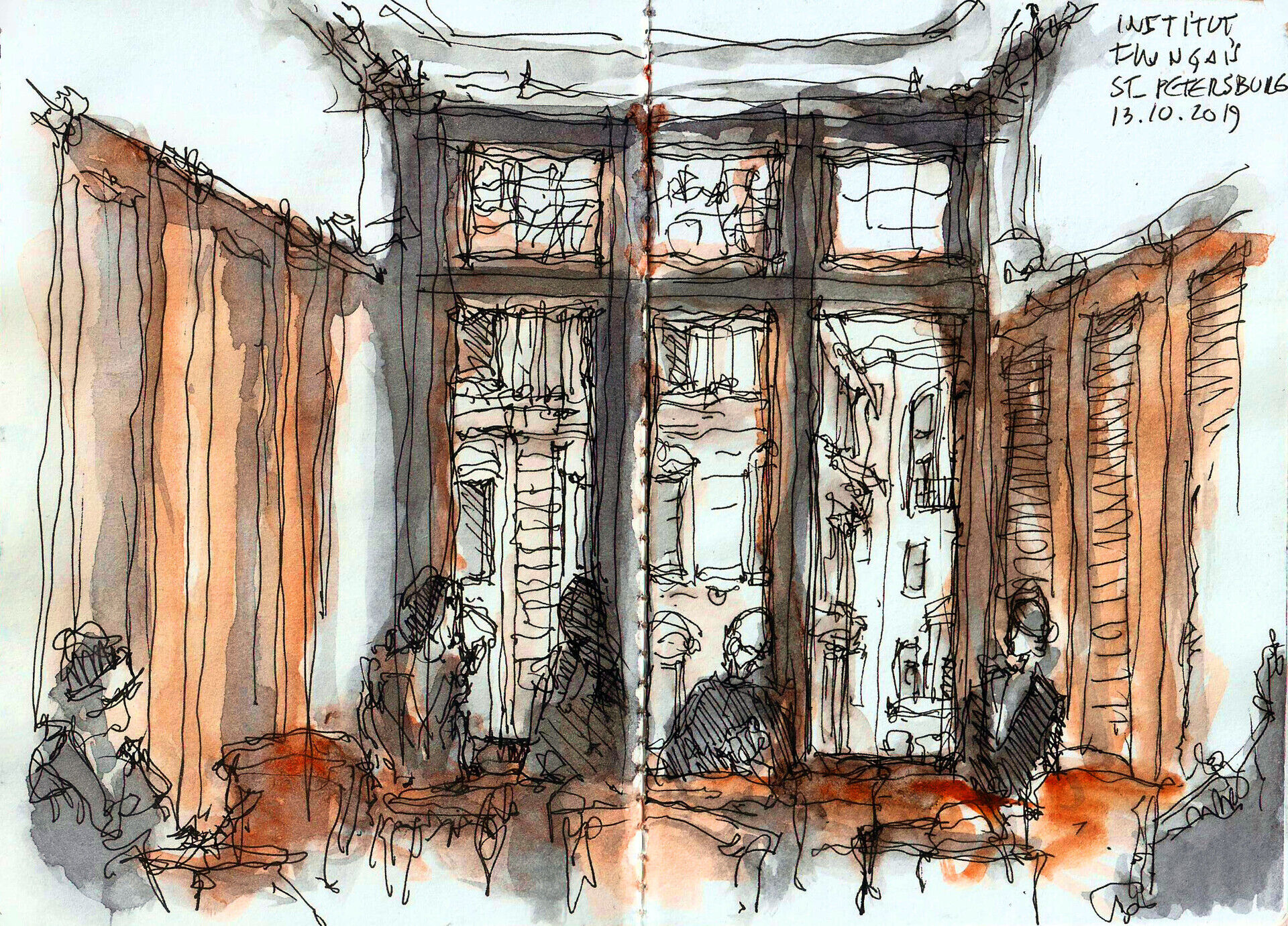 sketch in french institute café