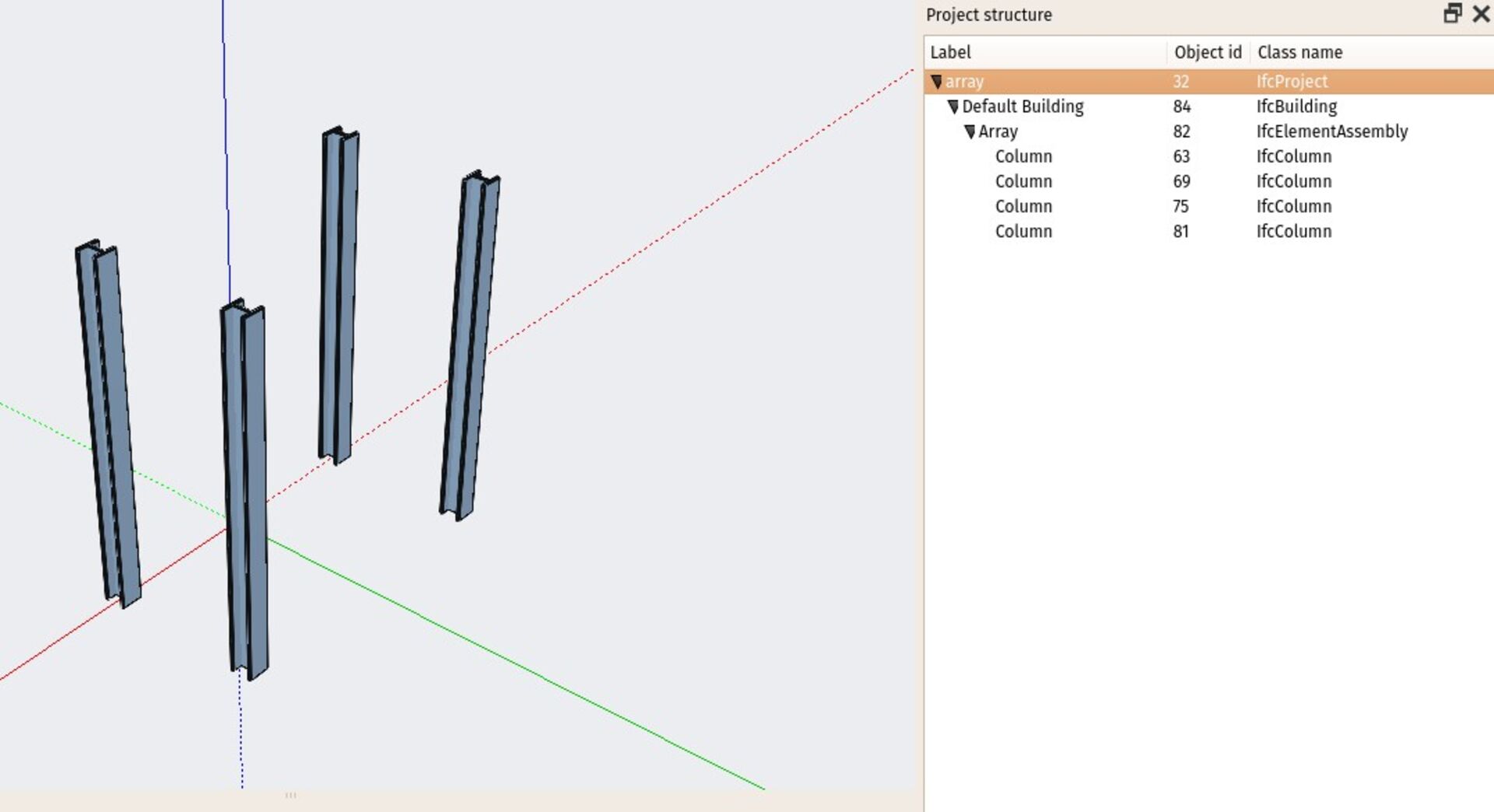 array exported to IFC