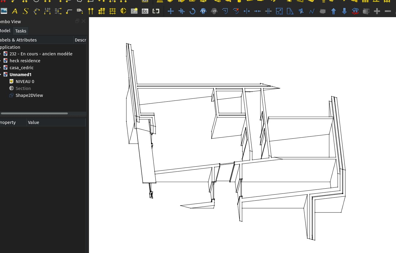 Screenshot showing a section drawing with a depth clipping