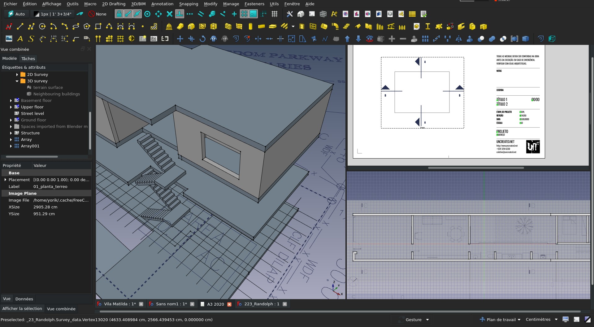 a screenshot of FreeCAD showing a mosaic of projects