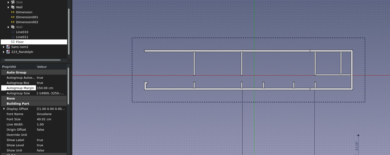 a screenshot of FreeCAD showing the new capture box around a Building Part