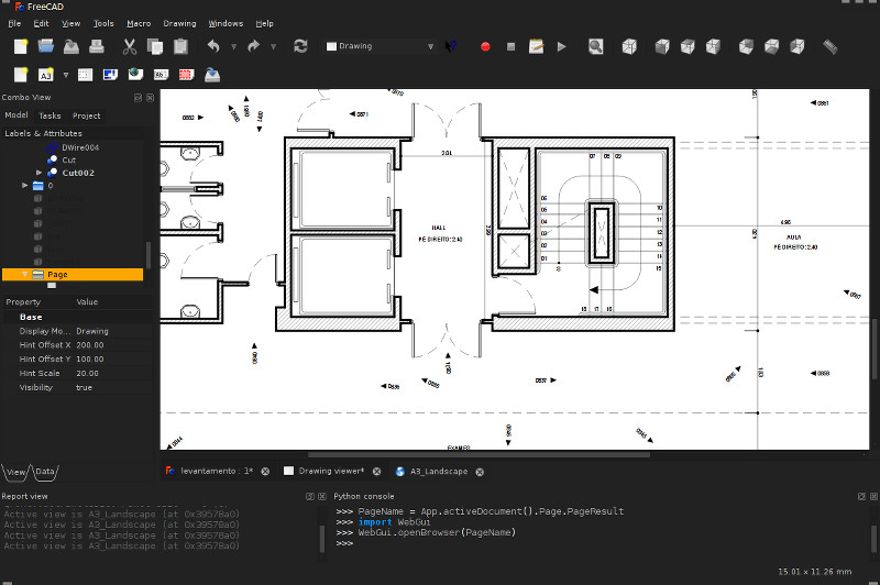 2d drawing freecad