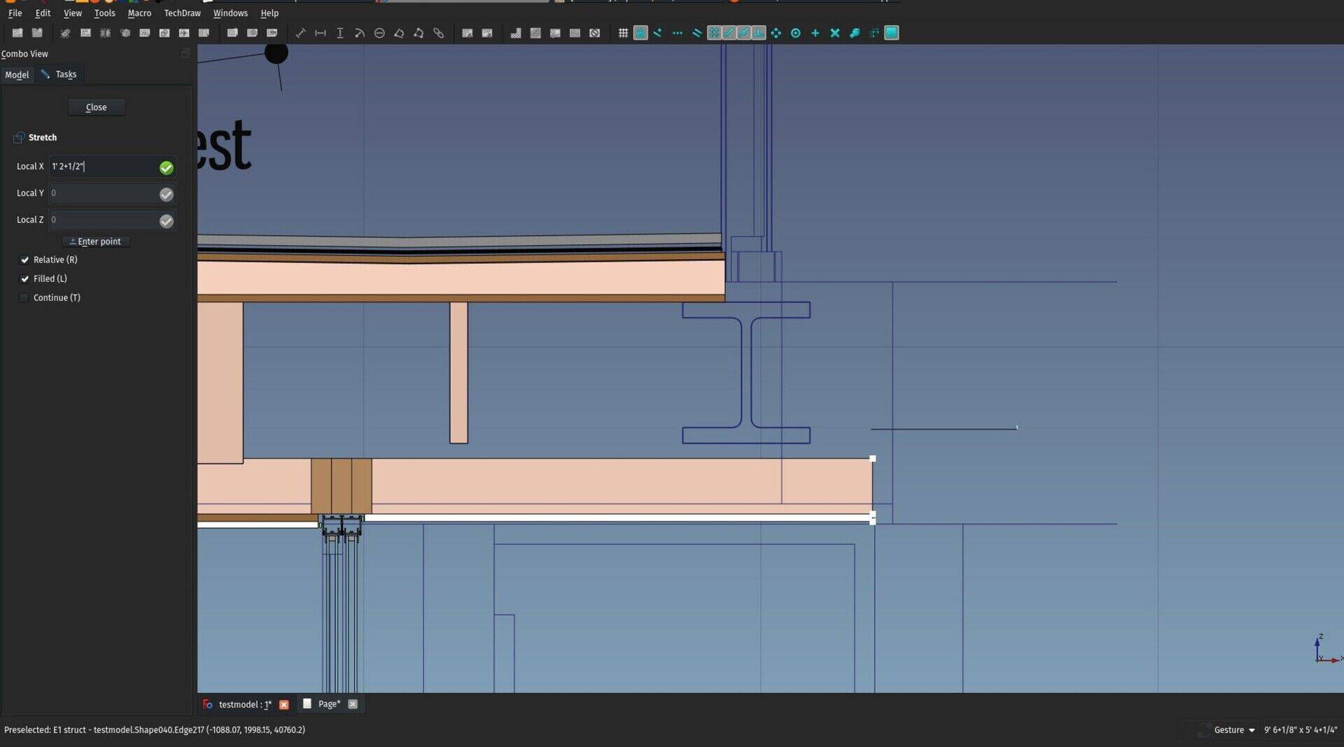 The stretch tool used on a BIM
object