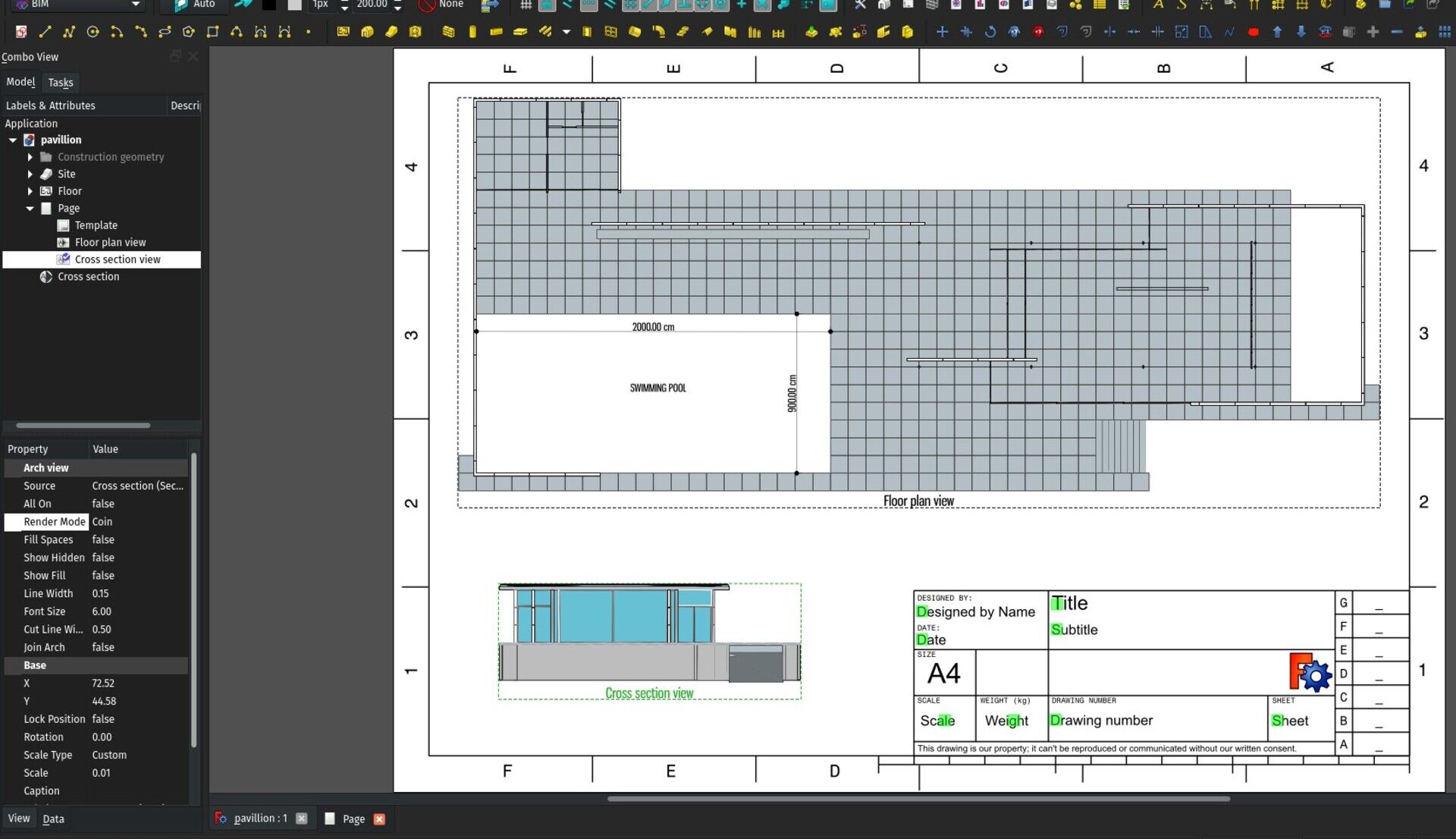 Screenshot showing coin-based views on a TechDraw page