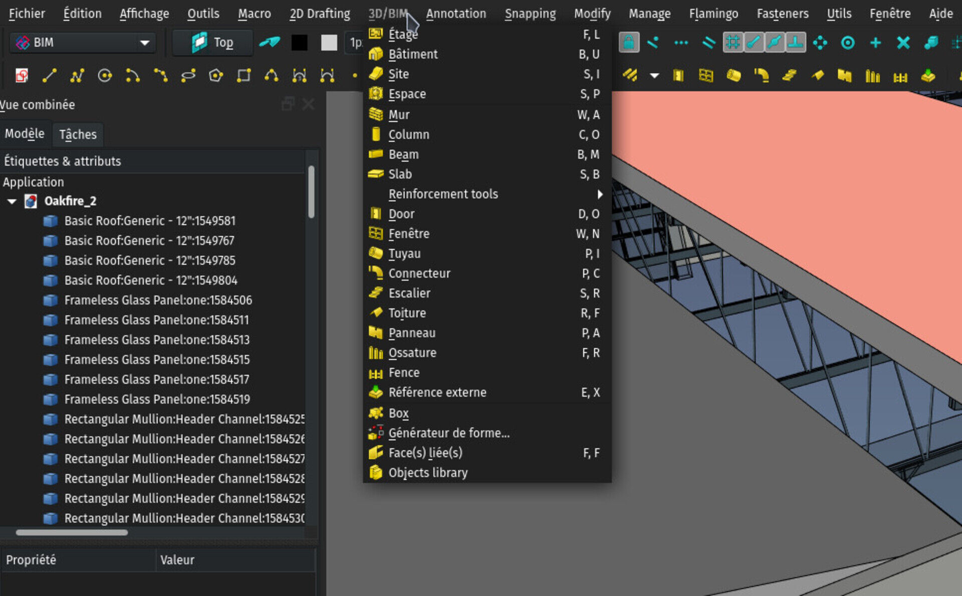 The FreeCAD interface partially translated to
french...