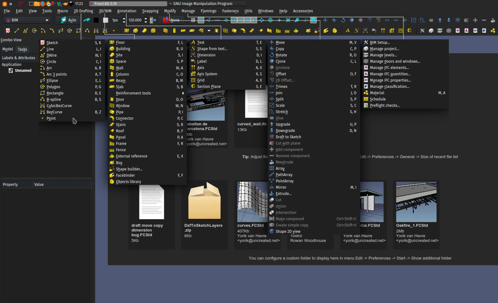 the new menu structure of the BIM
workbench