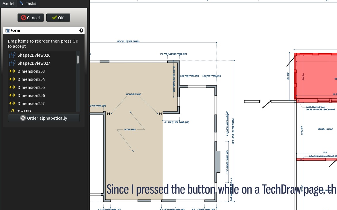 A screnshot showing the task panel of the new group order tool