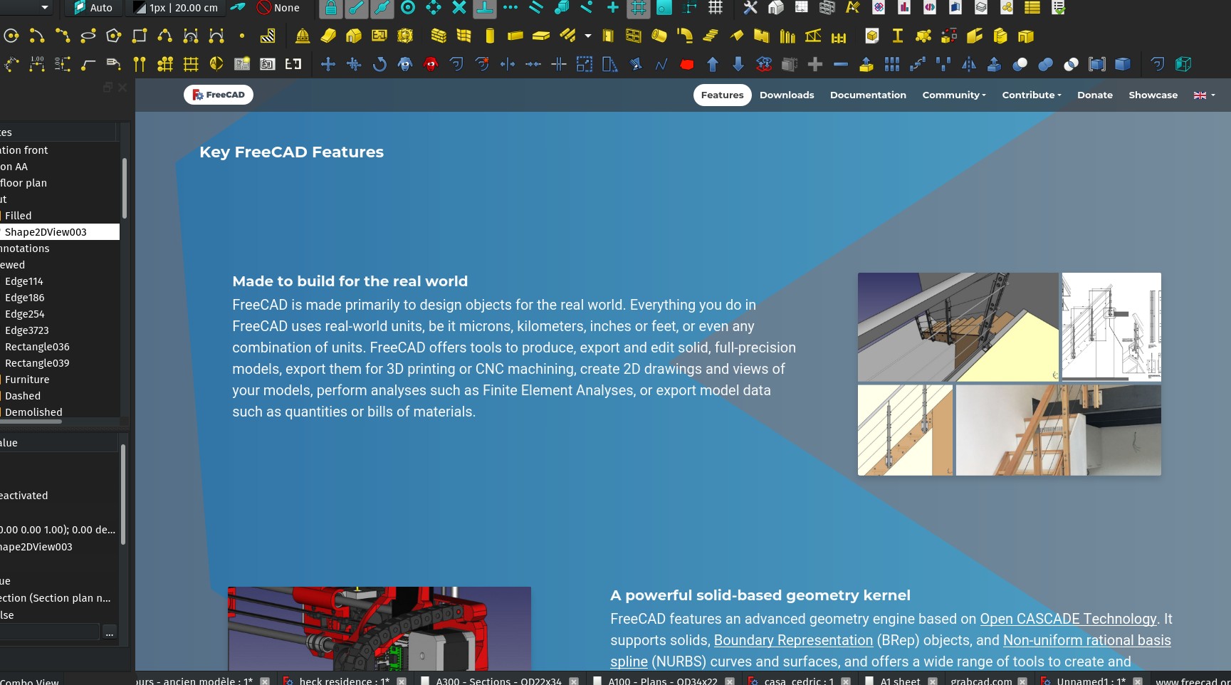 The Features page of the FreeCAD website