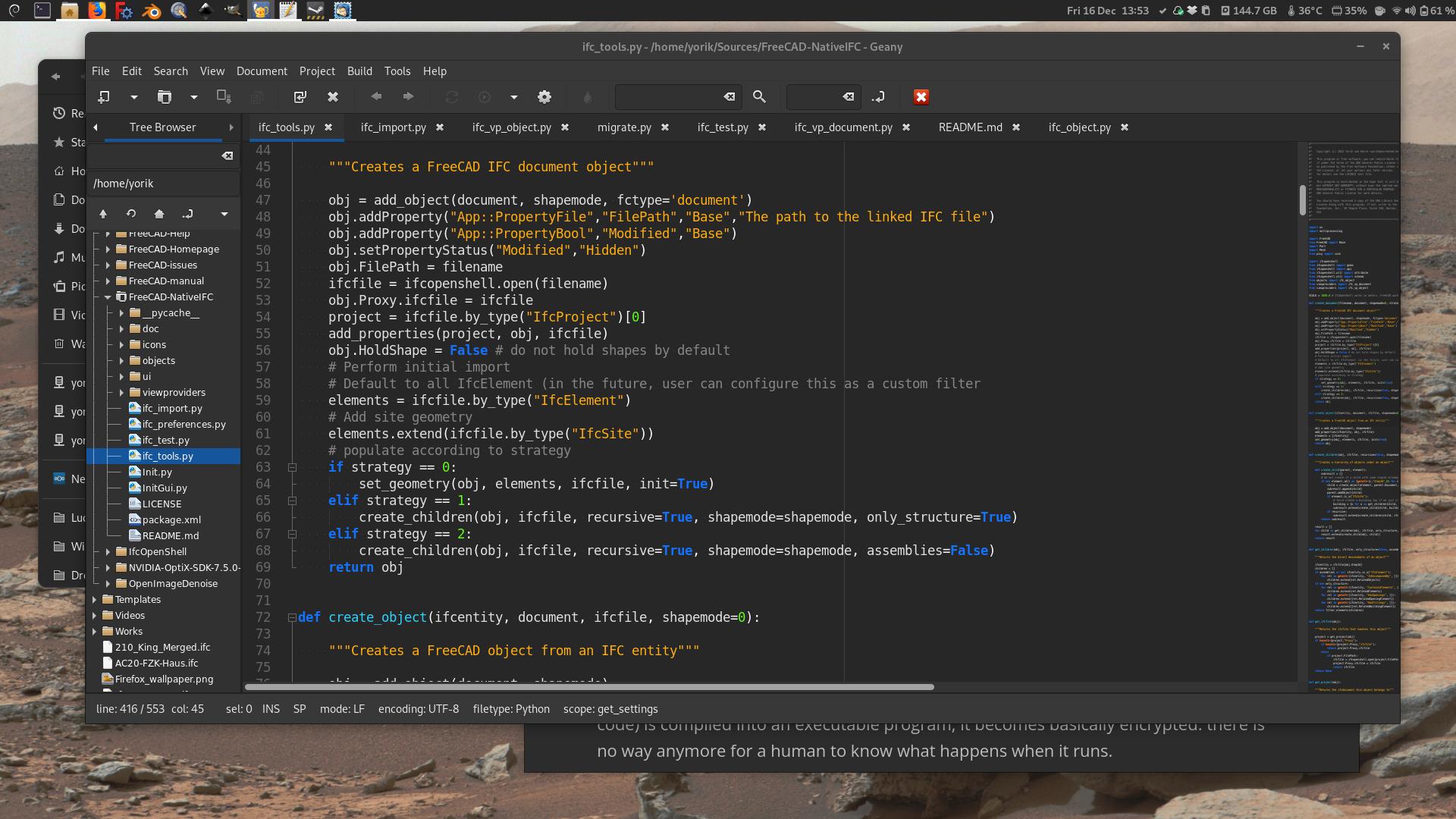 a screenshot of a desktop showing a code editor