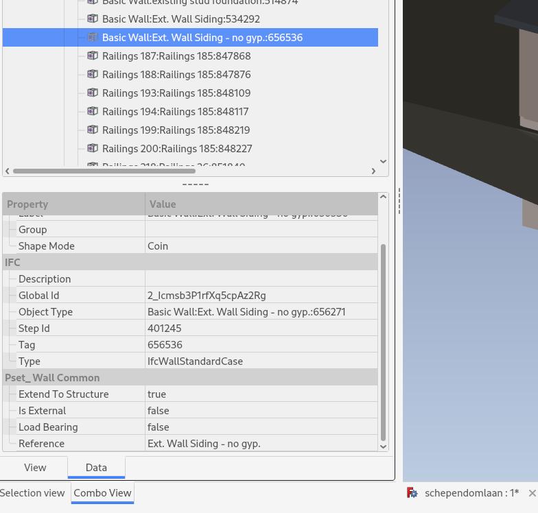 screenshot of FreeCAD showing imported Psets