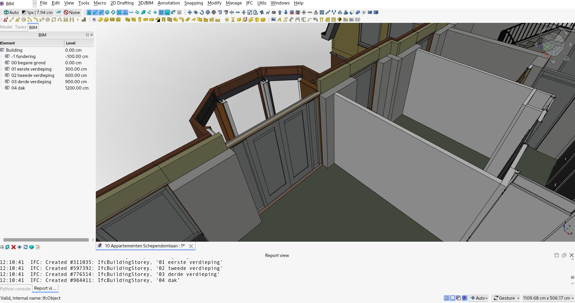 screenshot of UI improvements in the BIM workbench