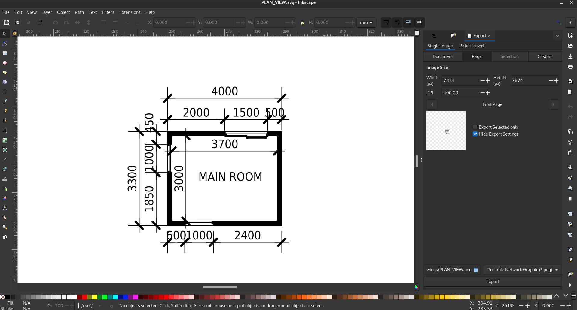 the final SVG result opened in inkscape